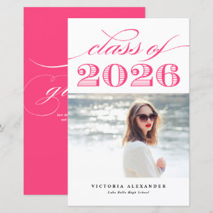 Lámina Rosa Brillante Vintage Clase de 2025 Foto Graduaci