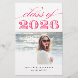 Lámina Rosa Brillante Vintage Clase de 2025 Foto Graduaci