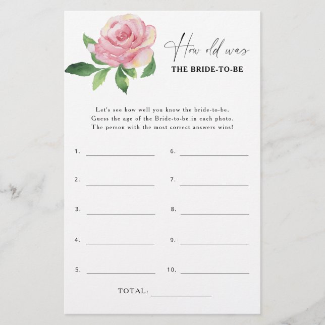 Lámina Rosa - ¿Cuántos años tenía la novia para jugar? (Anverso)