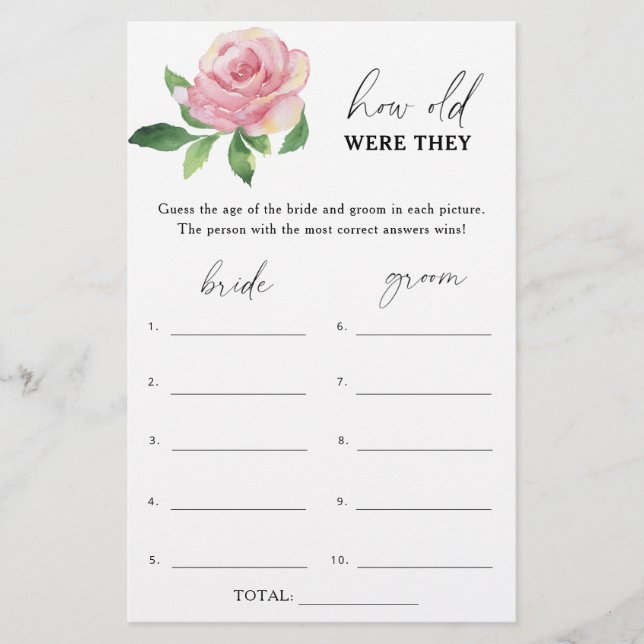 Lámina Rosa - ¿Cuántos años tenían el juego de novias? (Anverso)