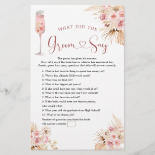 Lámina Rosa de Boho Rosa Soiree Bridal Shower Groom Say G