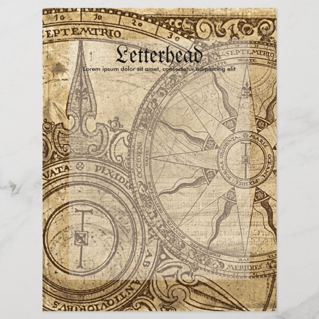 Lámina Rosa de brújula antigua (Anverso)