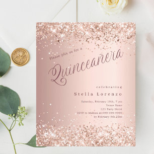 Lámina Rosa de escritura dorada invitación moderna de Qui
