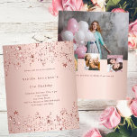 Lámina Rosa de estrellas de oro foto presupuesto invitaci<br><div class="desc">Elevar cualquier celebración de cumpleaños con nuestras invitaciones de cumpleaños estelar de oro, perfectas para chicas, adolescentes y mujeres adultas por igual. Ya sea un dulce 16, un hito 30, o cualquier edad especial, estas invitaciones añaden un toque de elegancia y magia a tu evento. Impresionante diseño de oro Rosa:...</div>