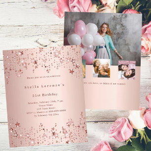Lámina Rosa de estrellas de oro foto presupuesto invitaci