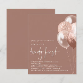 Lámina Rosa de guión de globos de presupuesto Invitación