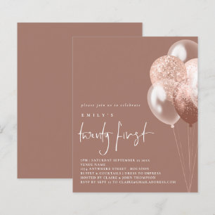 Lámina Rosa de guión de globos de presupuesto Invitación 