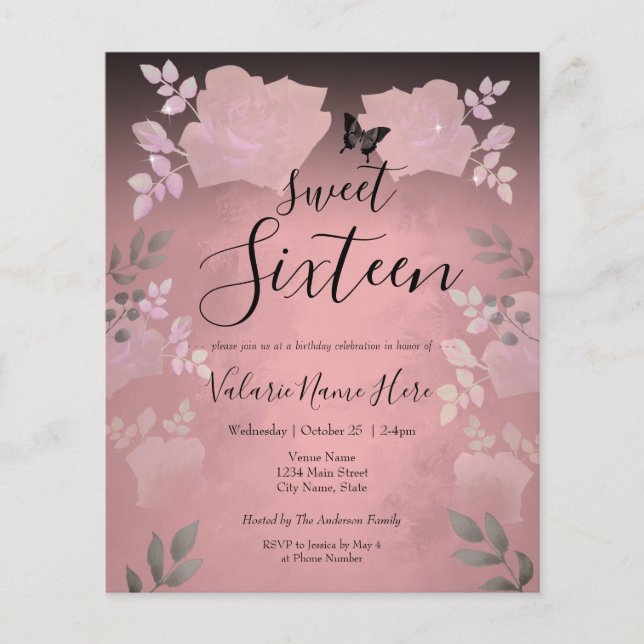 Lámina Rosa De Hielo Dulce Floral Rosa Dieciséis Presupue (Anverso)