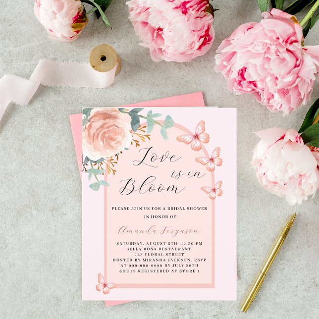 Lámina Rosa de Love Bloom mariposa Invitación a la ducha  (Subido por el creador)