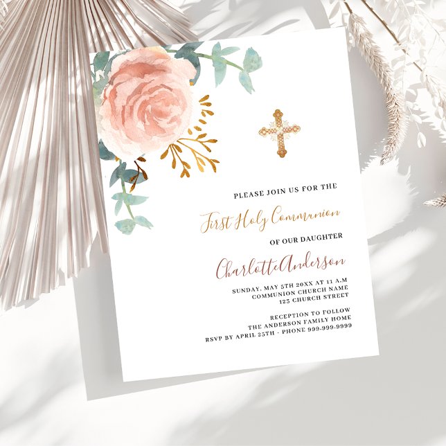 Lámina Rosa de oro floral presupuesto primera invitación  (Subido por el creador)