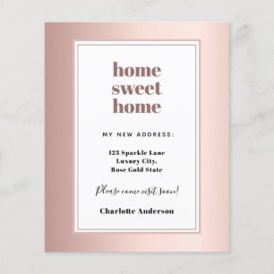 Lámina Rosa de oro hogar dulce hogar invitación en movimi