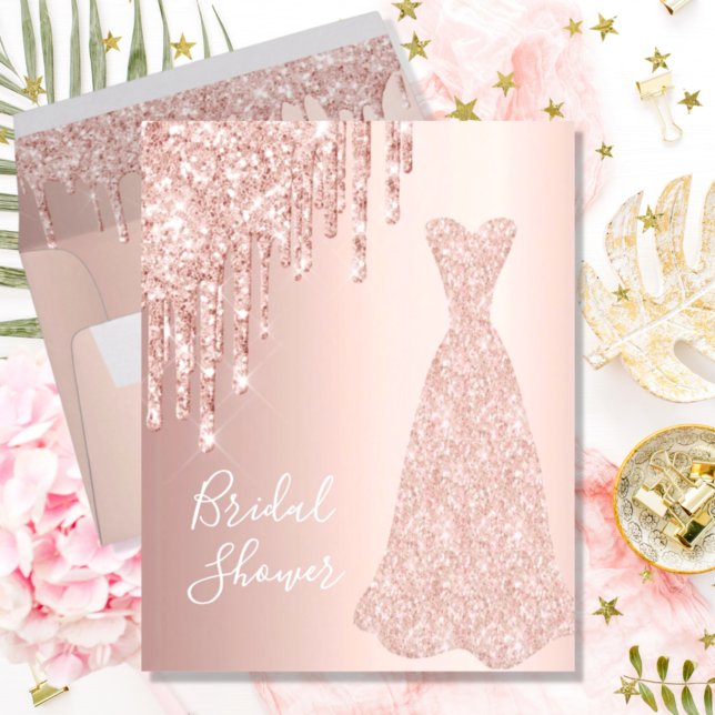 Lámina Rosa de oro vestido de novia invitación a la ducha (Subido por el creador)