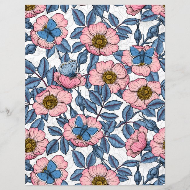 Lámina Rosa de perro y mariposas (Anverso)