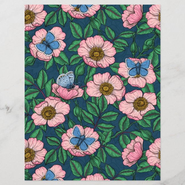 Lámina Rosa de perro y mariposas (Anverso)