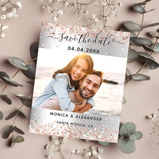 Lámina Rosa de plata foto boda de oro Guardar la fecha (Subido por el creador)