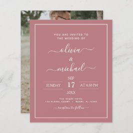 Lámina Rosa de presupuesto  Boda con invitación fotográfi