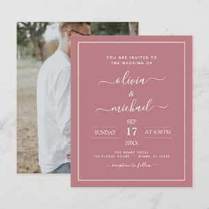 Lámina Rosa de presupuesto Boda con invitación fotográfi