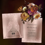 Lámina Rosa de presupuesto Champagne 40 cumpleaños<br><div class="desc">Rosa de presupuesto Purpurina de oro Metálico Champagne Toast 40th Birthday Party Invitation... En un rosa de Relieve metalizado de oro con bordes de purpurina rosados, vasos de champán de diamante tostaron el 40 aniversario de un amigo o miembro de la familia con las palabras "Aquí estamos a 40 años...</div>