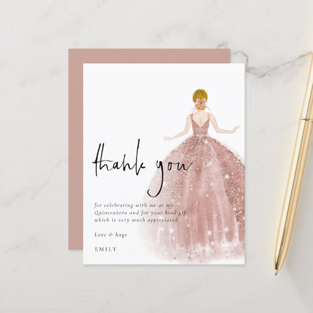 Lámina Rosa de presupuesto con traje de oro rubio Quincea (Anverso/Reverso In Situ)