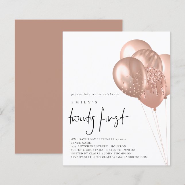 Lámina Rosa de presupuesto Globos de Oro Invitación a 21ª (Anverso / Reverso)