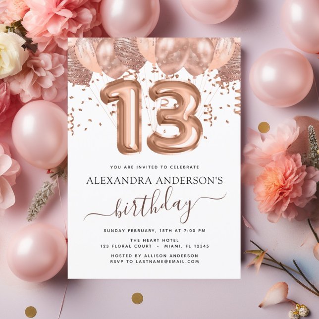 Lámina Rosa de presupuesto Globos de Oro Invitación a cum (Subido por el creador)