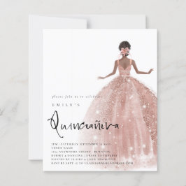 Lámina Rosa de presupuesto Gold Gown Dark Hair QR Quincea