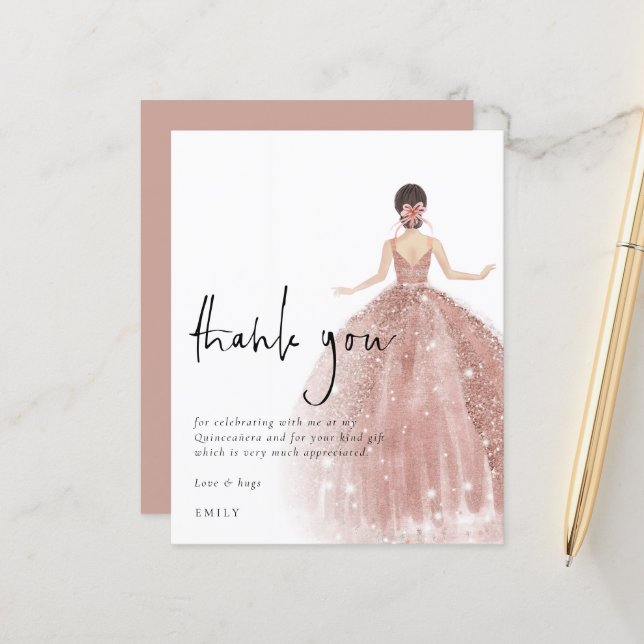 Lámina Rosa de presupuesto Guisano Marrón Oro Quinceañera (Anverso/Reverso In Situ)