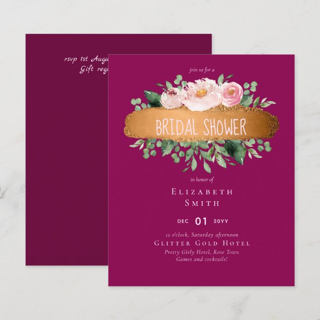 Lámina Rosa de presupuesto LeahG Boda de Glam Gold (Anverso / Reverso)