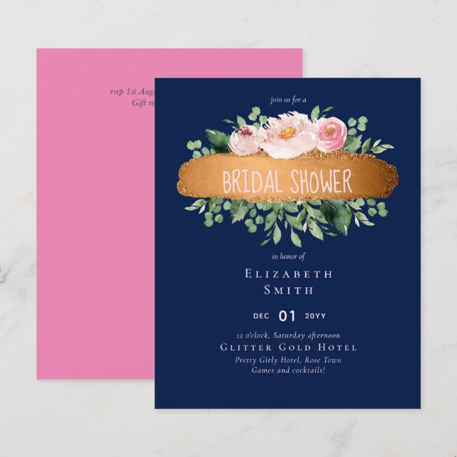 Lámina Rosa de presupuesto LeahG Boda de Glam Gold (Anverso / Reverso)