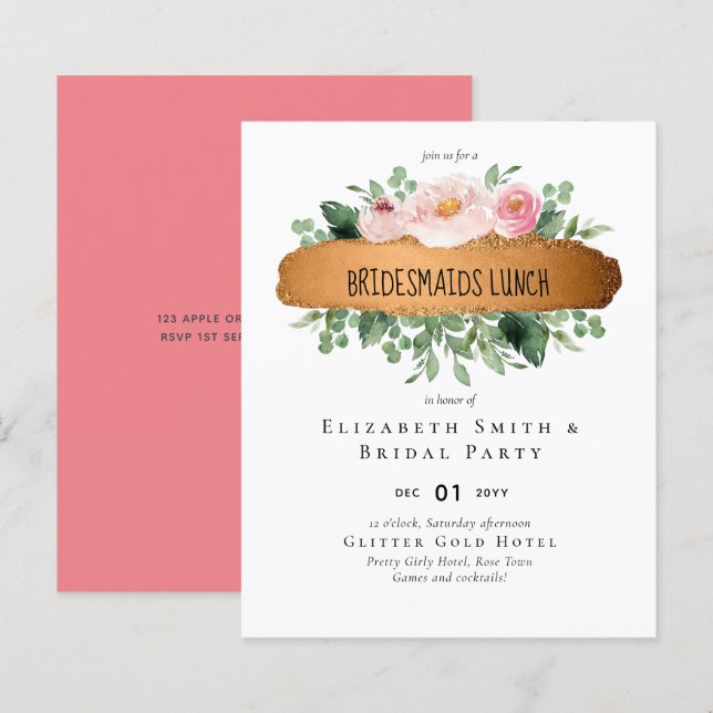 Lámina Rosa de presupuesto LeahG Boda de Glam Gold (Anverso / Reverso)