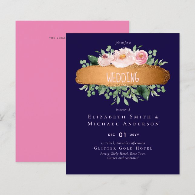 Lámina Rosa de presupuesto LeahG Boda de Glam Gold (Anverso / Reverso)