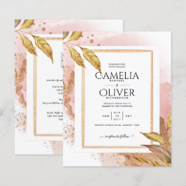 Lámina ROSA DE PRESUPUESTO Oro Saltos Boda Invitar Código