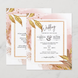 Lámina ROSA DE PRESUPUESTO Oro Saltos Boda Invitar Código