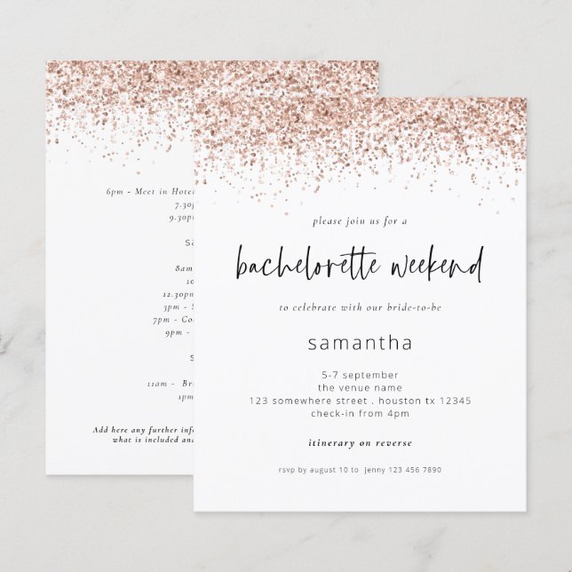 Lámina Rosa de presupuesto Purpurina de oro Bachelorette  (Anverso / Reverso)