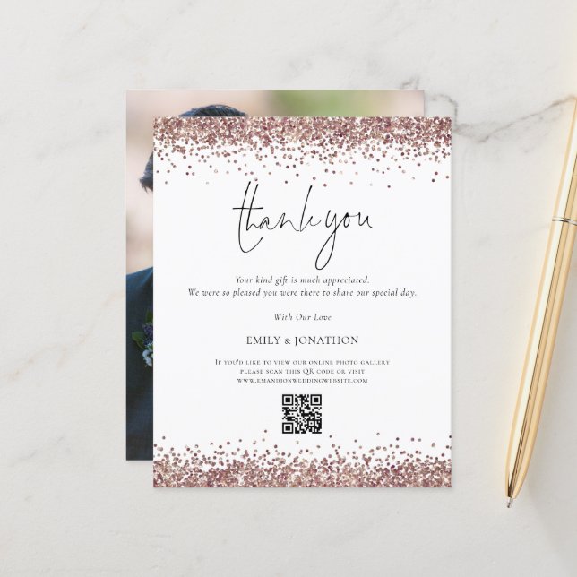 Lámina Rosa de presupuesto Purpurina de oro Boda de códig (Anverso/Reverso In Situ)