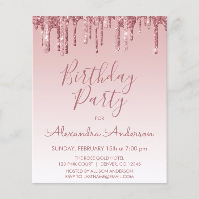 Lámina Rosa de presupuesto Purpurina de oro Cualquier cum (Anverso)