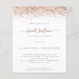 Lámina Rosa de presupuesto Purpurina de oro Dulce 16 Invi