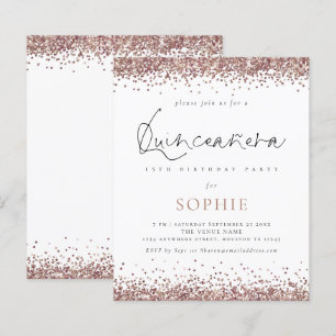 Lámina Rosa de presupuesto Purpurina de oro Quinceanera F
