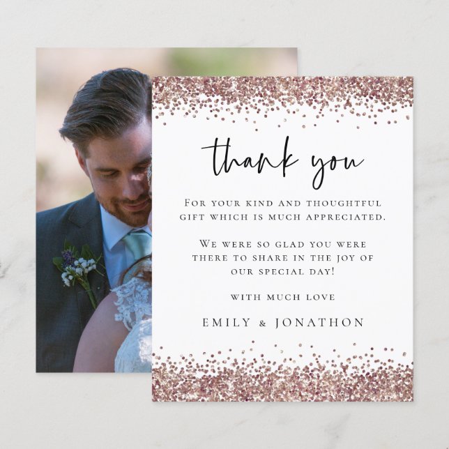 Lámina Rosa de presupuesto Purpurina Foto Boda Blanco Gra (Anverso / Reverso)