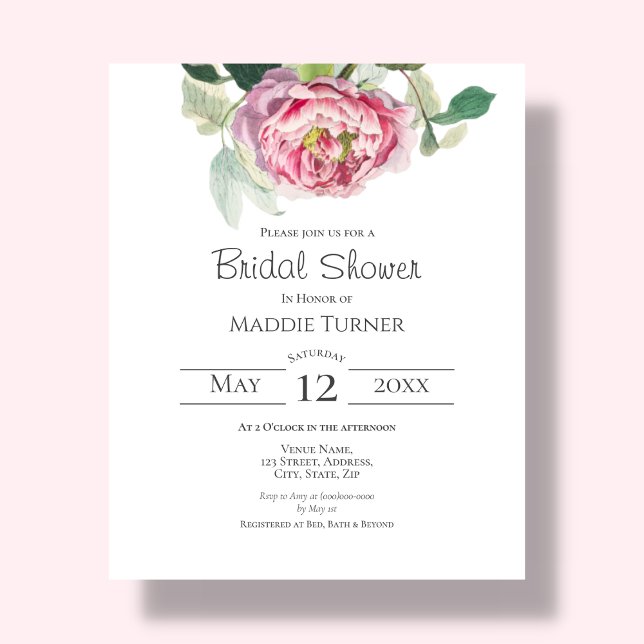 Lámina Rosa de Rubor | Invitación a la ducha de novia (Subido por el creador)