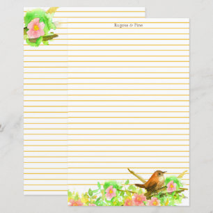 Lámina Rosa de rugosa Wren Bird Stationery personalizada