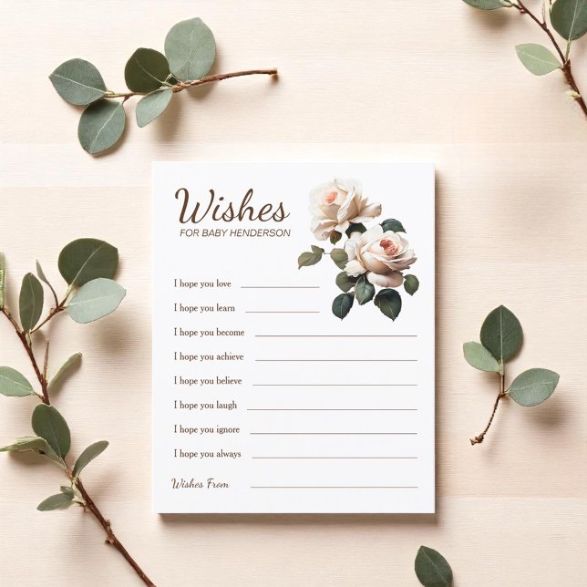 Lámina Rosa De Té Baby Shower Desea Bebé (Tea Rose Baby Shower Wishes For Baby)