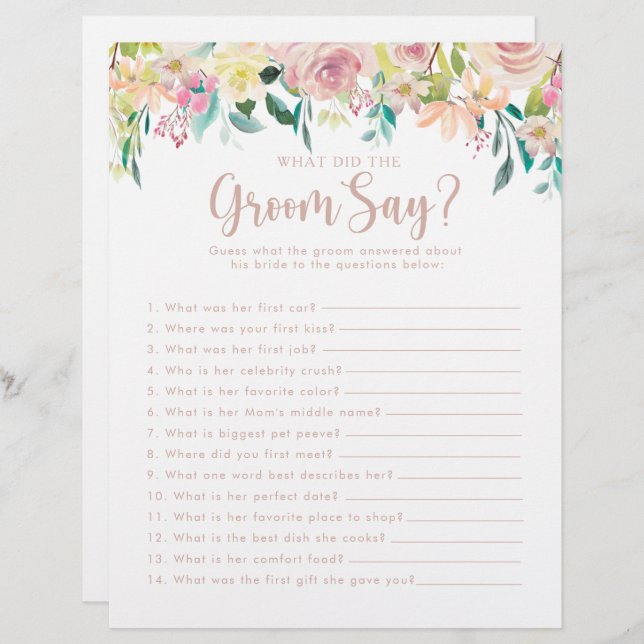 Lámina Rosa Ducha de Novias de Oro Qué dijo el Groom (Anverso / Reverso)