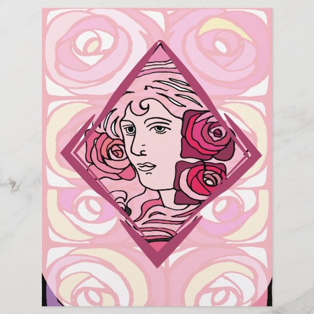 Lámina Rosa elegante de Art Nouveau (Anverso)