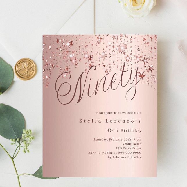Lámina Rosa estrellas de oro presupuesto 90ª invitación d (Subido por el creador)