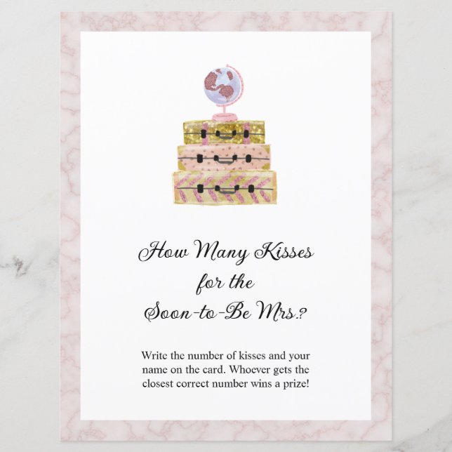 Lámina Rosa Femenino Cuántos Besos Juega De Ducha Bridal (Anverso)