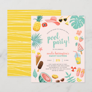 Lámina Rosa   Fiesta de grupo tropical de piña de presupu