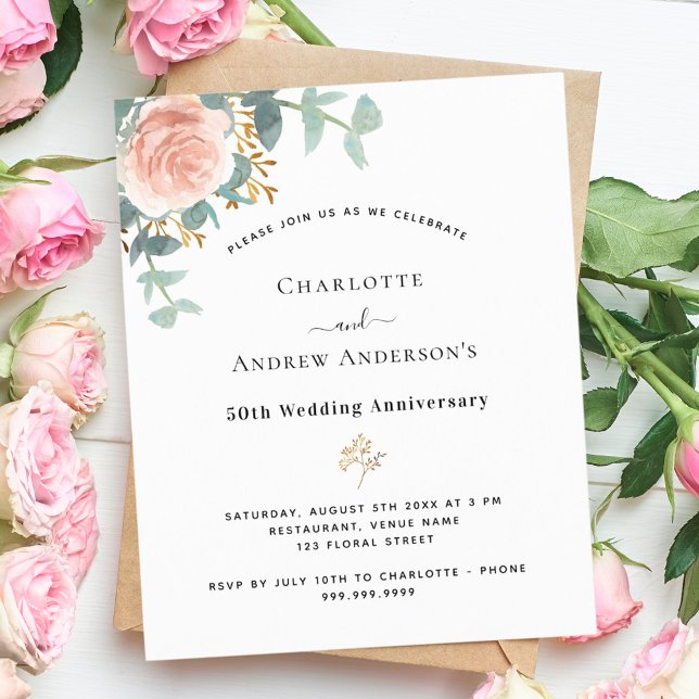 Lámina Rosa floral 50ª invitación para el aniversario del (Subido por el creador)