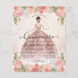 Lámina Rosa floral de oro princesa rosa Quinceanera