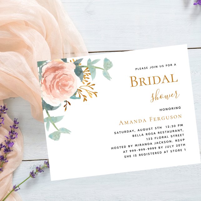 Lámina Rosa floral de presupuesto rosa Bridal Shower (Subido por el creador)